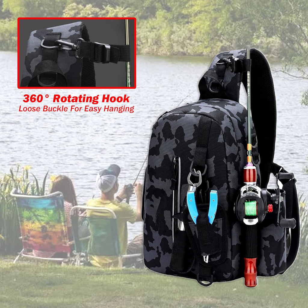 Multifunctional lure bag for storing fishing gear and rods, outdoor shoulder/crossbody fishing bag