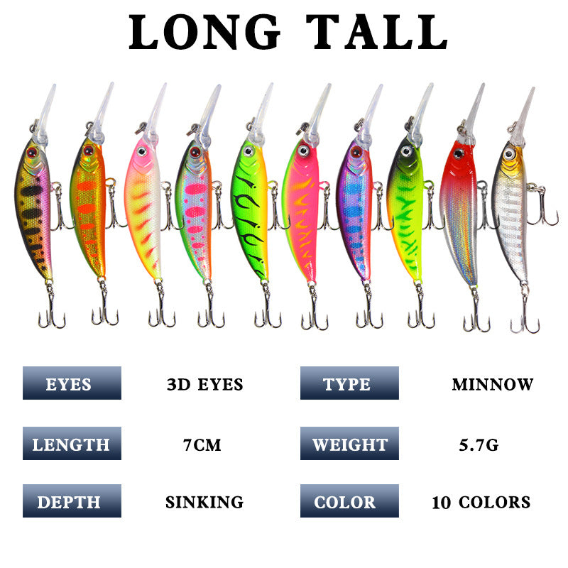 Popular Minnow Lure for Grave Robbers, 6g/7cm, Sinking, Realistic Fishing Bait, Hard